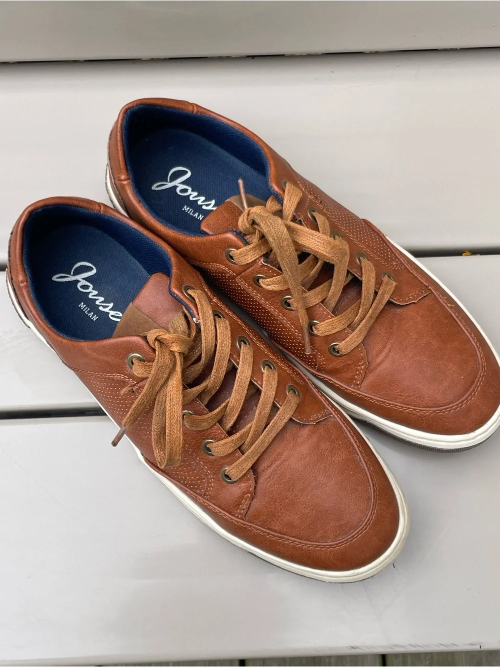 Jousen Milan Men’s Tan/Brown Casual Lace-Up Sneakers Size 8